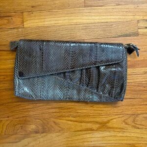 Grey Green Snakeskin Vintage Clutch Purse